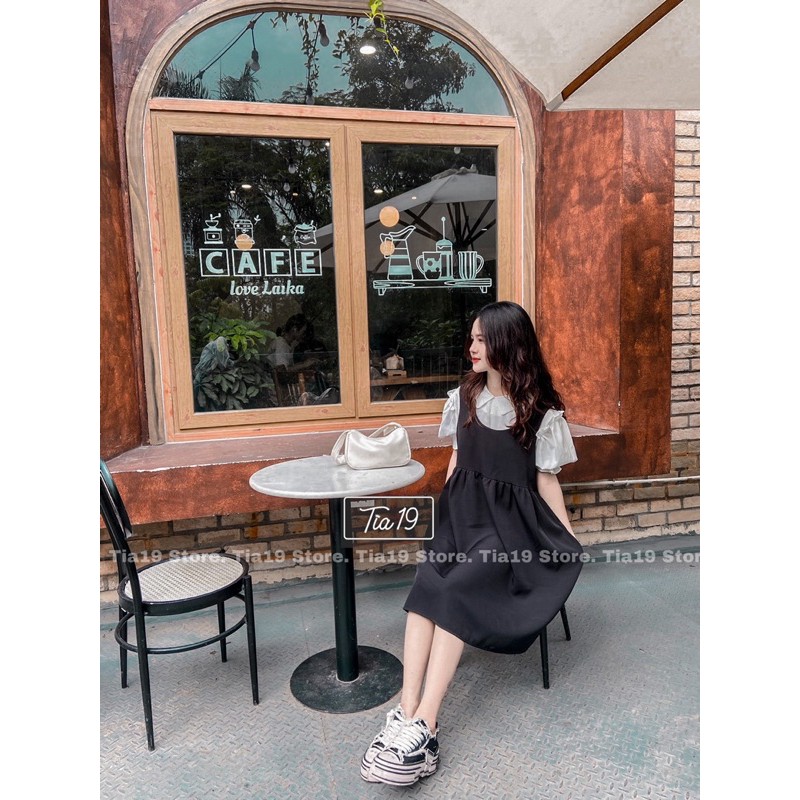 Set yếm babydoll trắng đen Lolita SP000012  ( Ảnh thật Tia19 chụp)