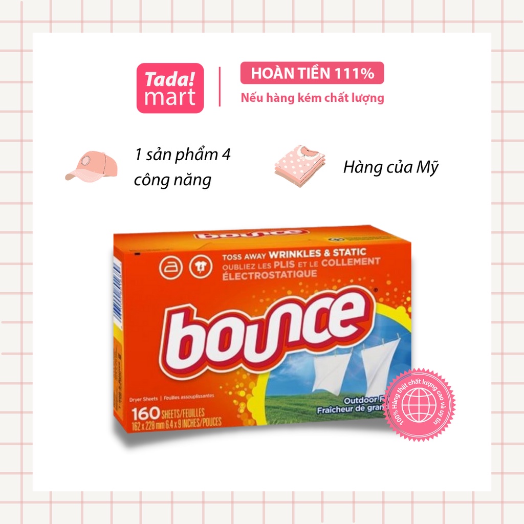 [HỘP/LẺ] Giấy Thơm Quần Áo 4 IN 1 Bounce 160 Tờ Mỹ