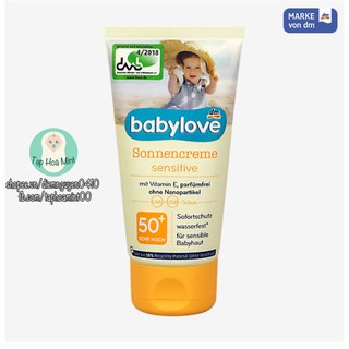 Kem Chống Nắng Babylove SPF50+ dành cho da nhạy cảm của bé 75ml - Hàng Đức Air