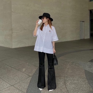 Áo sơ mi cộc tay thêu Mickey