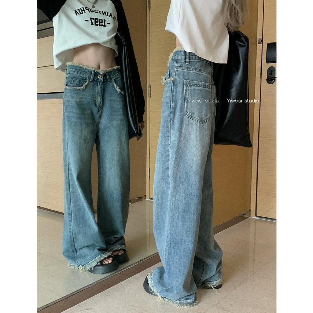 「 WELOVE1 」Quần Jean Dài Eo Cao Ống Suông Thiết Kế Giản Dị Phong Cách Retro Mùa Hè Mới Dành Cho Nữ