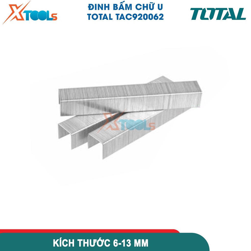 Đinh bấm chữ U TOTAL 6-13mm 5000 cái/hộp, đầu ghim U 11.2mm, thích hợp dùng cho TAT8131-3 - CHÍNH HÃNG - XTOOLS