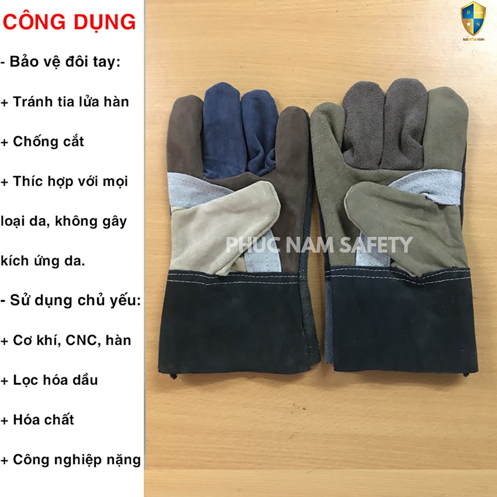 Găng tay da hàn ngắn nhiều màu, bao tay da hàn, găng tay han Tig