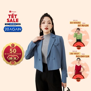 Áo vest nữ dài tay dáng ngắn 20AGAIN, thiết kế thanh lịch, trẻ trung, chất liệu tuýt si cao cấp VBA1825