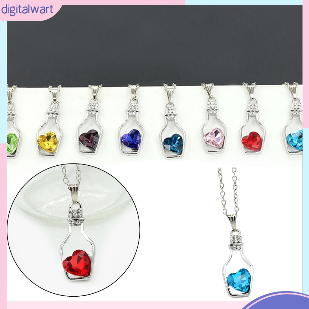 Dây chuyền hợp kim mặt hình trái tim đính đá nhiều màu sắc cá tính cho nữ