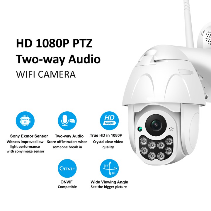 Camera IP ngoài trời X6000 X6100 Xoay 360 độ FullHD 1080P chống nước chống bụi dùng ứng dụng Yoosee (Ban đêm có màu)