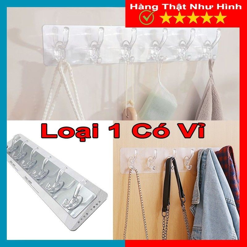 (Loại 1 ép vĩ) Một thanh dán tường 4, 6 móc liền mạch siêu chắc treo vật dụng khăn nhà bếp đa năng