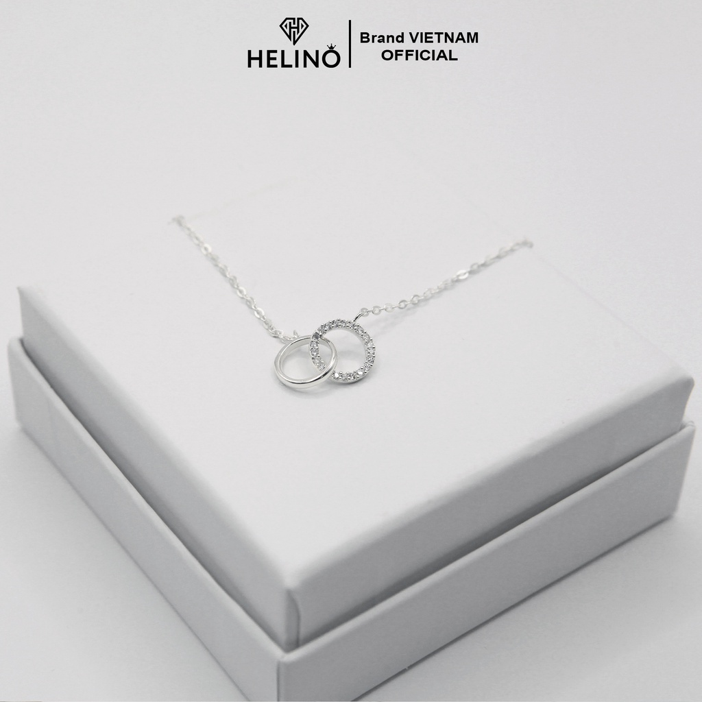 Dây chuyền bạc nữ HELINO 2 vòng tròn đính đá , trang sức phụ kiện thời trang tinh tế C01