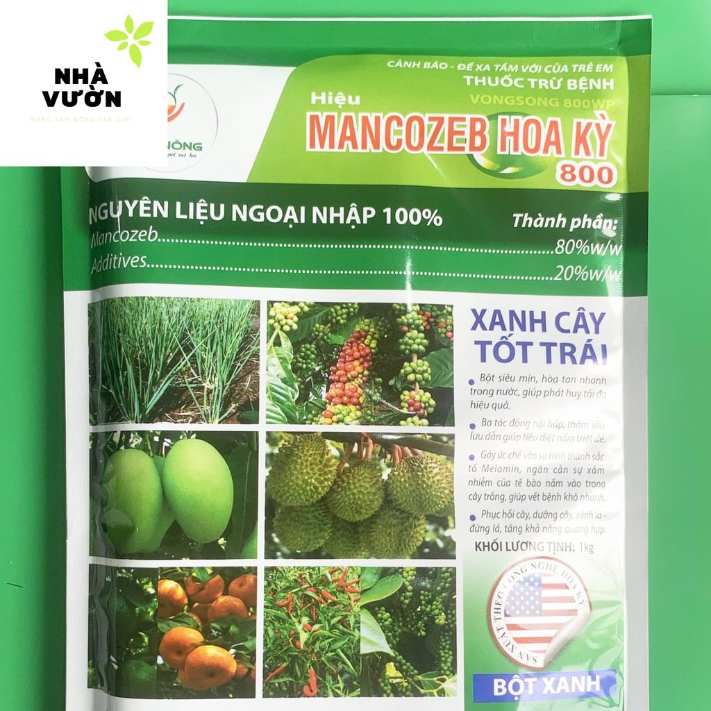 Thuốc trừ bệnh sinh học Mancozeb - Gói 1000gr [ Đ𝗮̣̆𝗰 𝘁𝗿𝗶̣ 𝗰𝗮́𝗰 𝗯𝗲̣̂𝗻𝗵 𝘁𝗿𝗲̂𝗻 𝗵𝗼𝗮 𝗹𝗮𝗻 𝗵𝗼𝗮 𝗵𝗼̂̀𝗻𝗴]