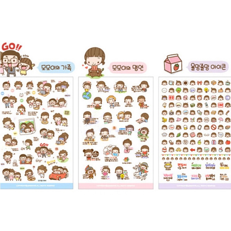 Set 6 miếng dán trang trí sổ tay hình bé gái hoạt hình dễ thương đáng yêu