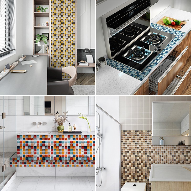 Nhãn dán tường PVC giả gạch 2D tự dính chống thấm nước chống dầu trang trí nhà bếp và phòng tắm | BigBuy360 - bigbuy360.vn