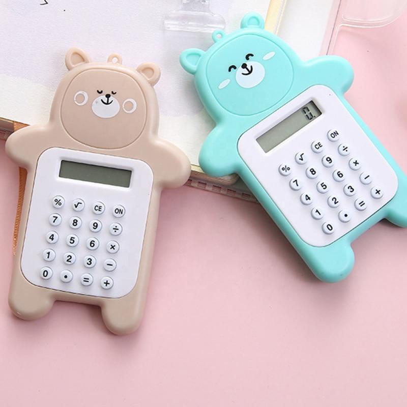 Máy Tính Điện Tử Mini Hình Gấu Hoạt Hình Dễ Thương Cho Học Sinh