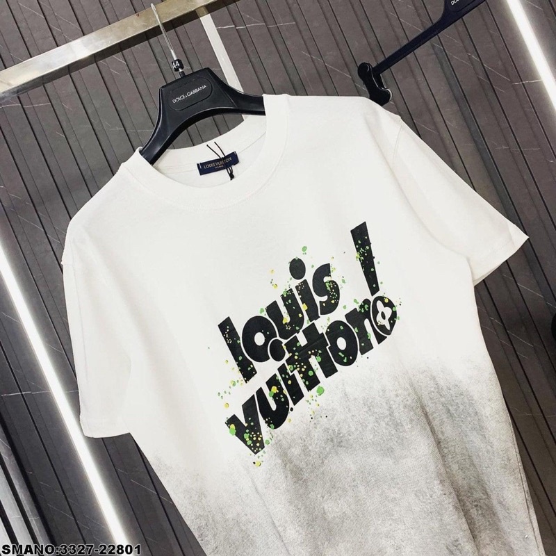 Áo Phông Nam Lv was Loang in chữ nổi - Áo Thun Nam Lv was chữ cao cấp giá rẻ