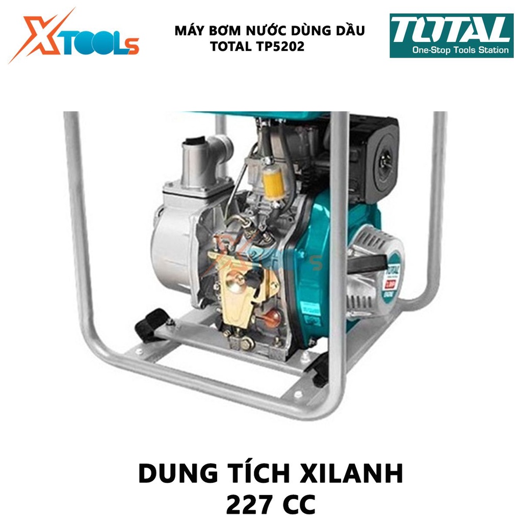 Máy bơm nước dùng dầu TOTAL Máy bơm nước mini chạy dầu Công suất 3.8H-8.3 HP Dung tích xi lanh 227cc-418 cc bơm tưới cây