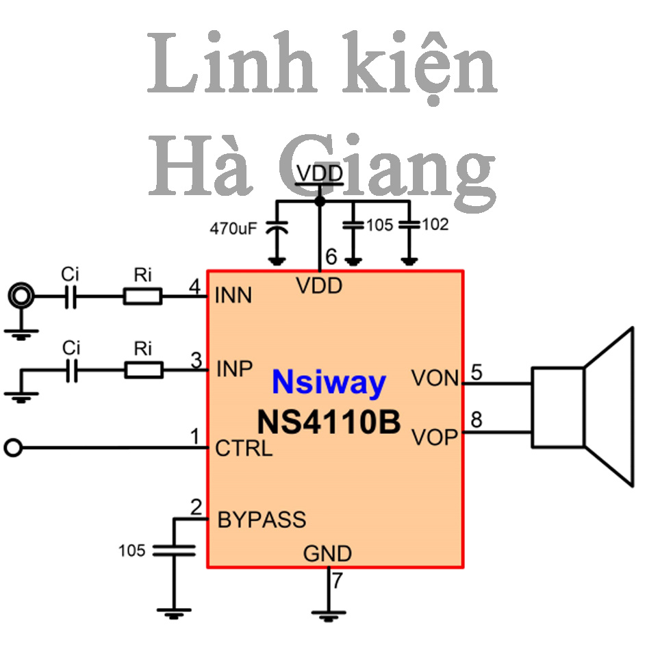 1 cái IC tăng âm class D NS4110B điện áp 6 - 14V / 7-18W