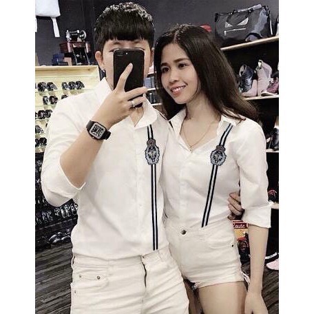 Áo Sơ Mi Nam 💚𝐅𝐑𝐄𝐄𝐒𝐇𝐈𝐏💚 Áo sơ mi cặp nam Nữ Cặp Đôi couple đen sọc nâu công sở họa tiết đẹp vải lụa 3d thoáng mát | WebRaoVat - webraovat.net.vn