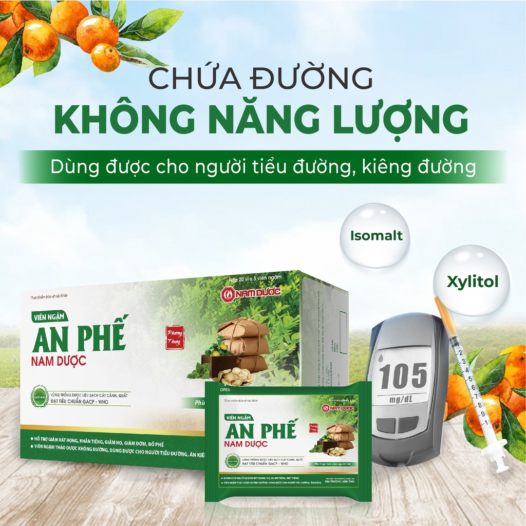 Viên ngậm An Phế Nam Dược - Kẹo ngậm thảo dược hương bạc hà - Giảm rát họng, khản tiếng, giảm ho, giảm đờm, bổ phế