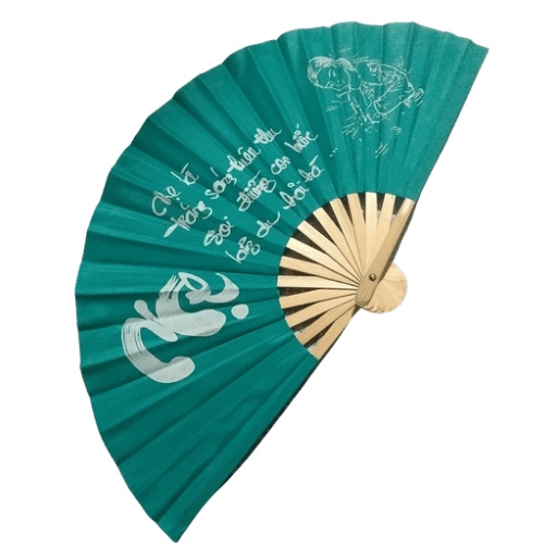 Quạt vải xếp chữ thư pháp cầm tay tiện dụng rẻ đẹp