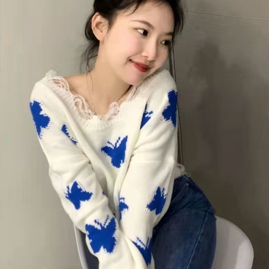 Áo Sweater Dệt Kim Trễ Vai Dáng Ngắn Phong Cách Hàn Quốc Cho Nữ