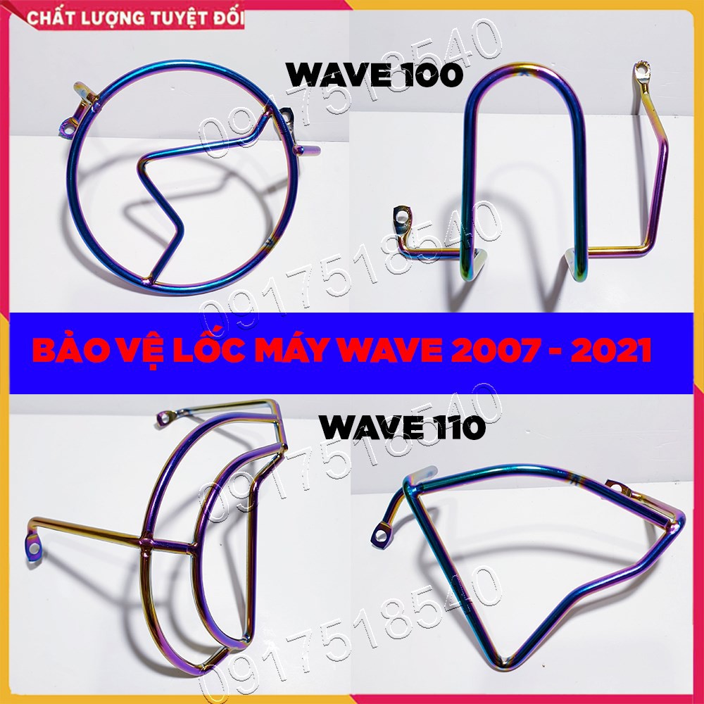 Bảo vệ lốc máy Wave 2007-2021, Wave 50cc inox, titan 7 màu