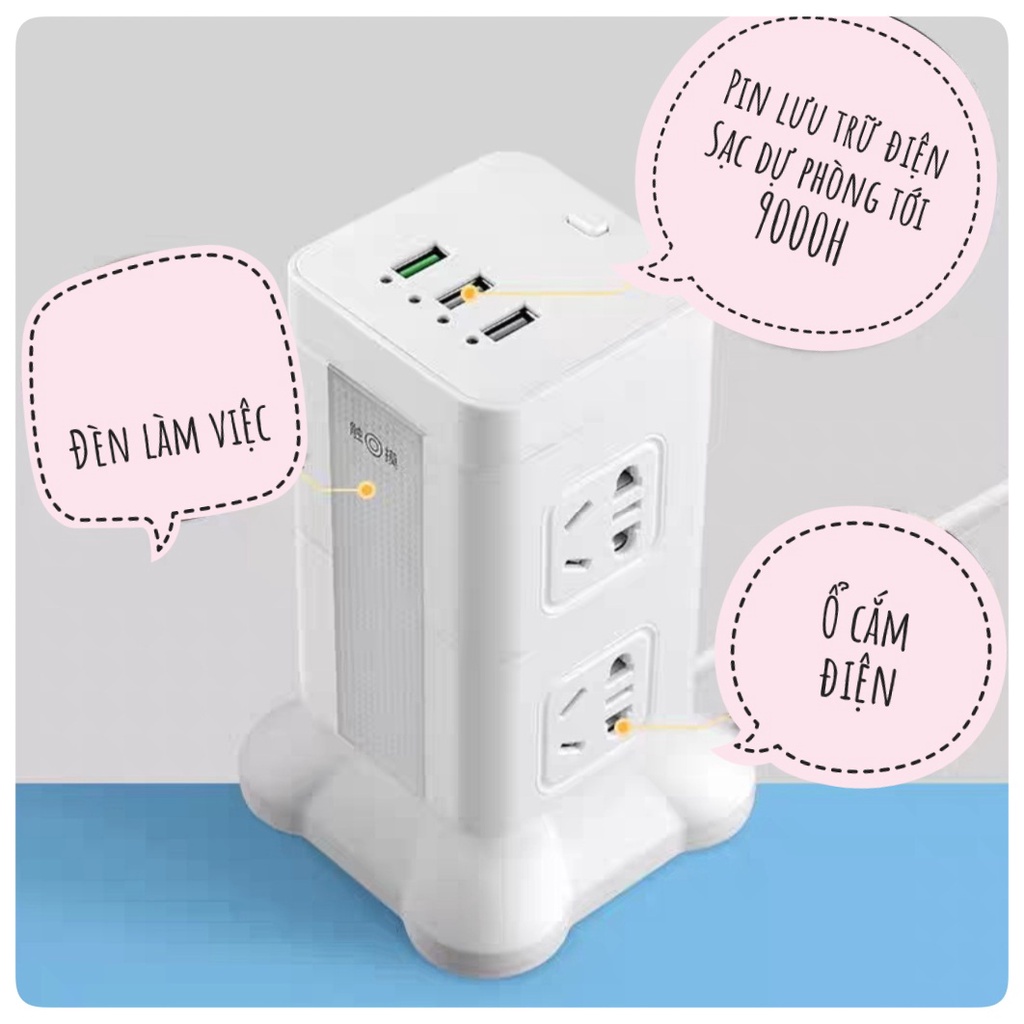 Ổ cắm điện cao cấp USB đèn bàn thông minh, đa năng tiêu chuẩn Anh - Sentaku