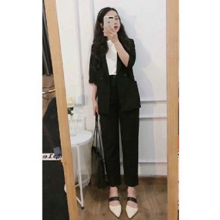 Set Vest Dài Công Sở - Áo Vest, Quần Baggy Lịch Sự Trẻ Trung