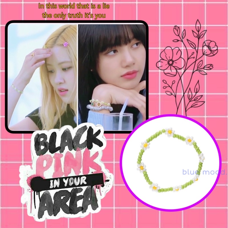 Vòng tay handmade hạt cườm Inspired Lisa x Rose BP