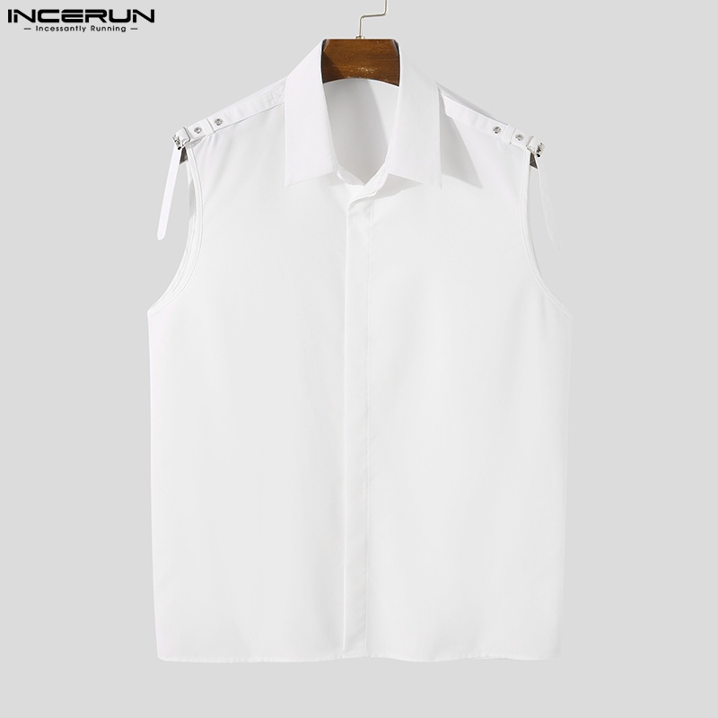 INCERUN Áo Sơ Mi Không Tay Phong Cách Phương Tây Có 3 Màu Thời Trang Cho Nam