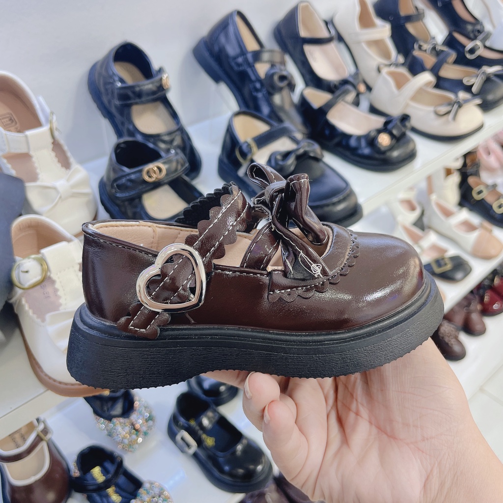 ￼￼￼Giày Bé Gái - Giày búp bê da mềm phong cách Vintage Hàn Quốc có quai dán A487 (có ảnh thật)