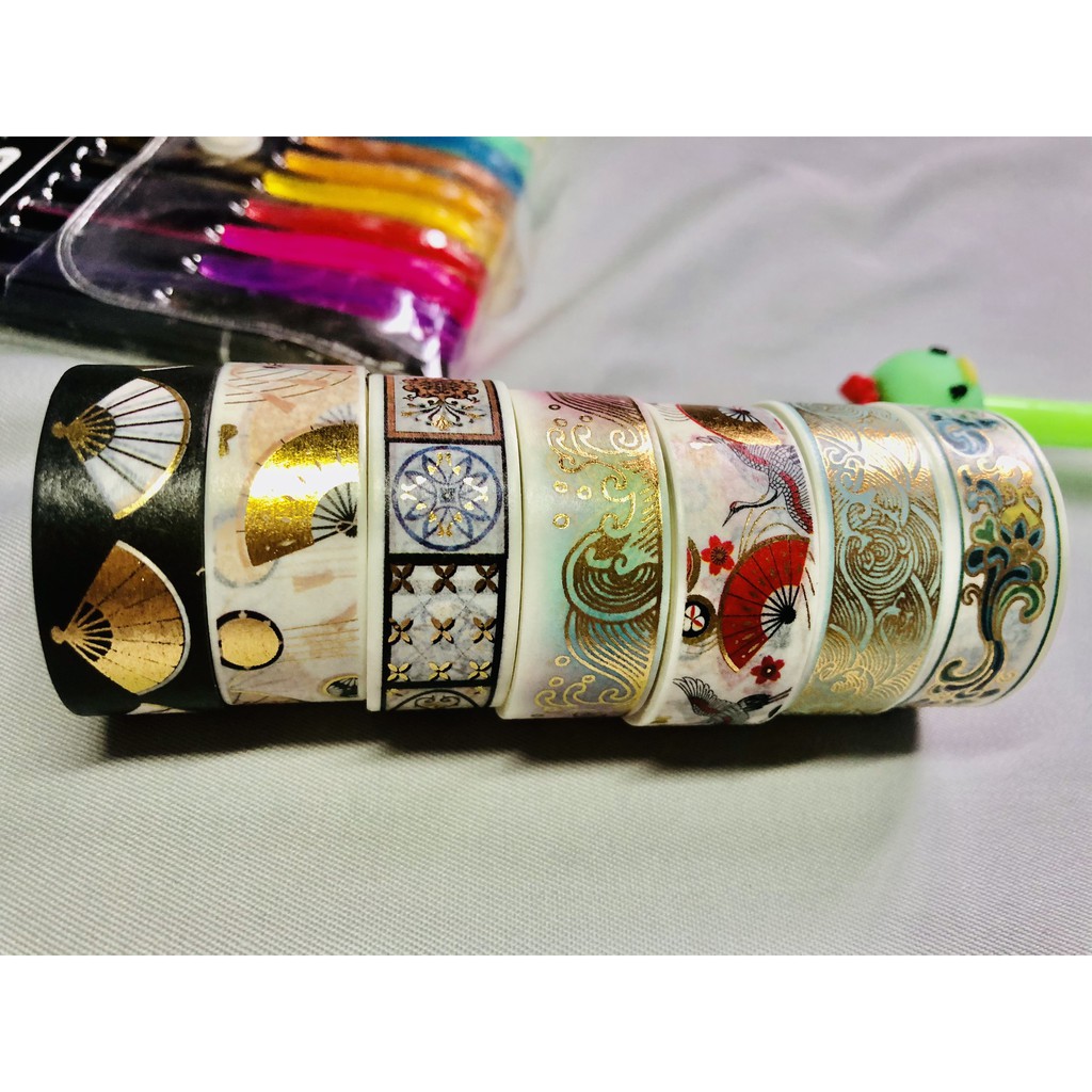 Băng keo washi tape nhũ cổ trang phong cách cổ xưa siêu đẹp