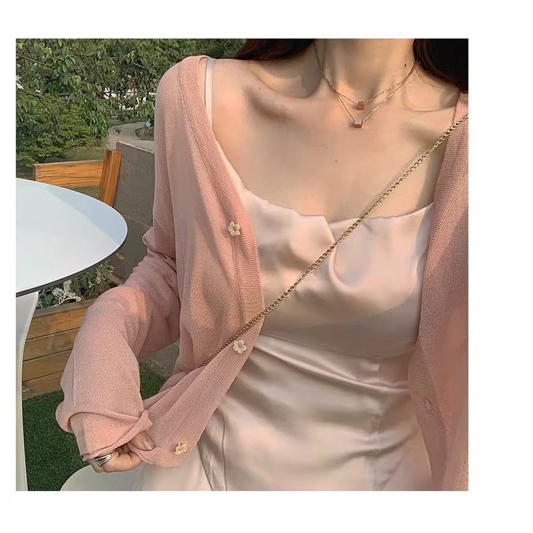 Áo Khoác Cardigan Tay Dài Vải Lụa Len Mỏng Thời Trang Cho Nữ | BigBuy360 - bigbuy360.vn
