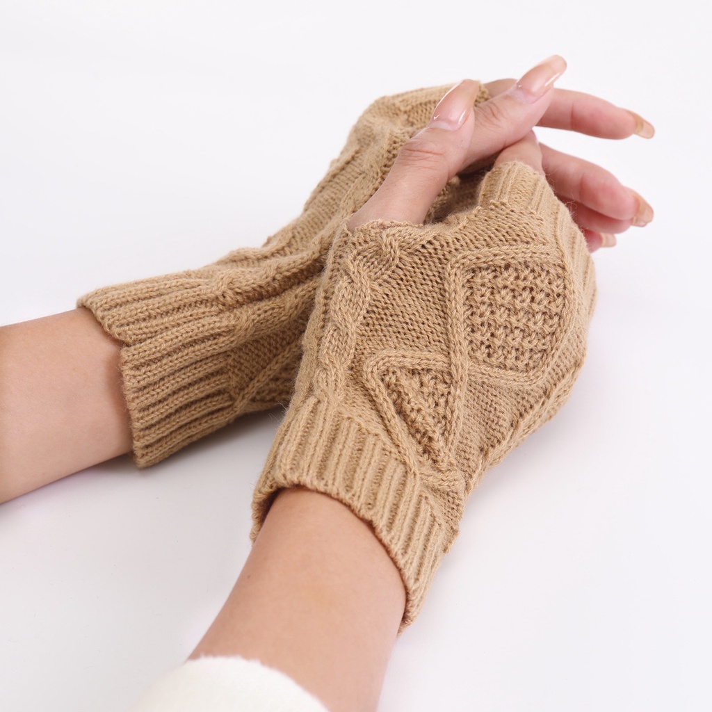 Găng Tay Dệt Kim Hở Ngón Thời Trang Mùa Đông Cho Nam Và Nữ