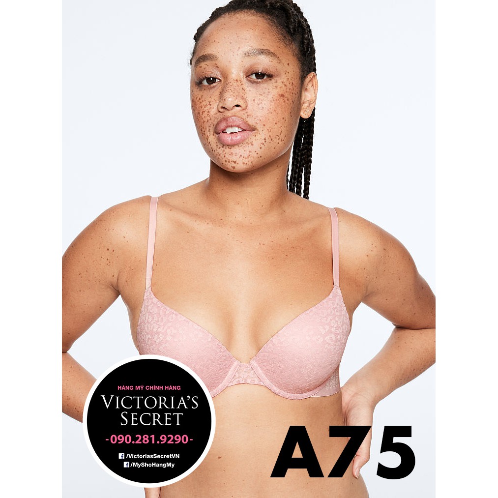 Vic USA 34A, A75 - Áo lót hồng ren (116) siêu xinh, Pink, nâng ngực, Lace Push-up - Victoria's Secret Pink