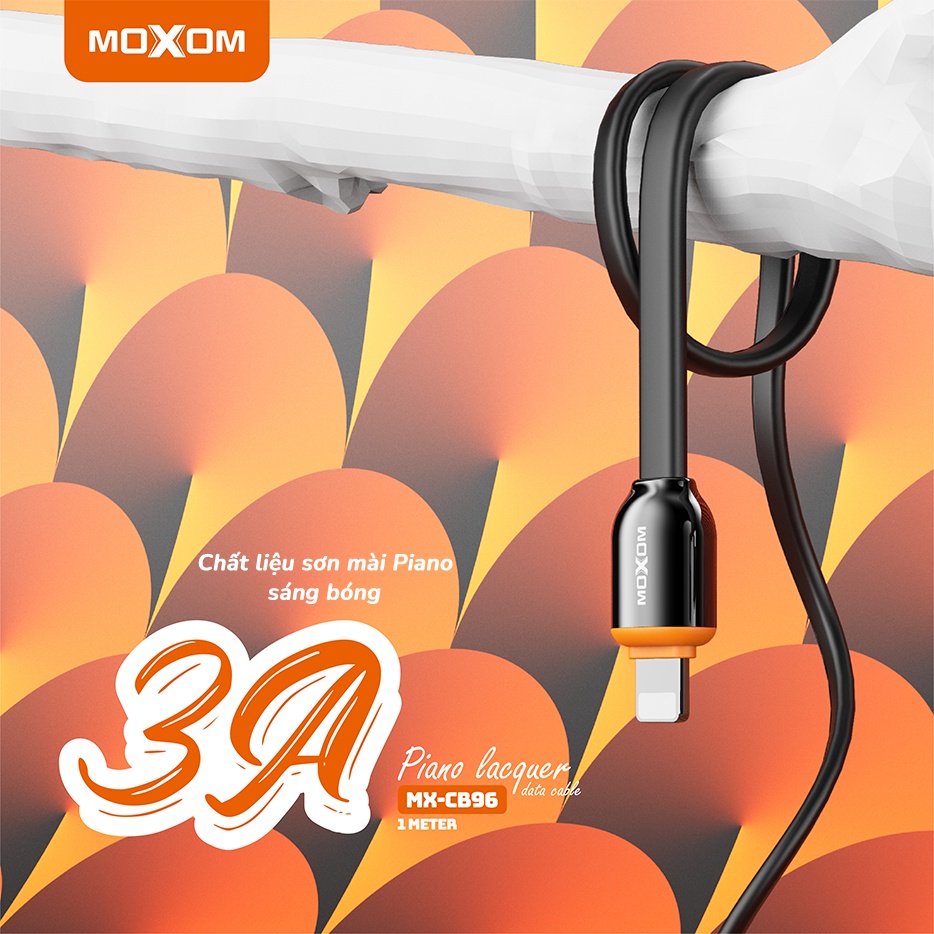 Dây sạc ip MOXOM CB96 3A dây siêu mềm, cổng USB to Lighting, hỗ trợ sạc và truyền dữ liệu tốt, dài 1m