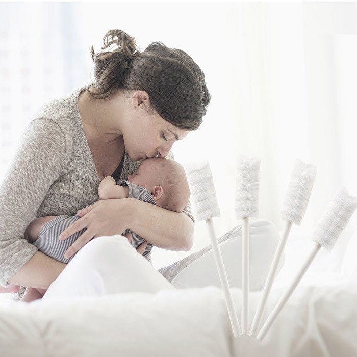 [Haobaby2018] Que Gạc rơ lưỡi V- vệ sinh răng lưỡi miệng cho bé 30 gói