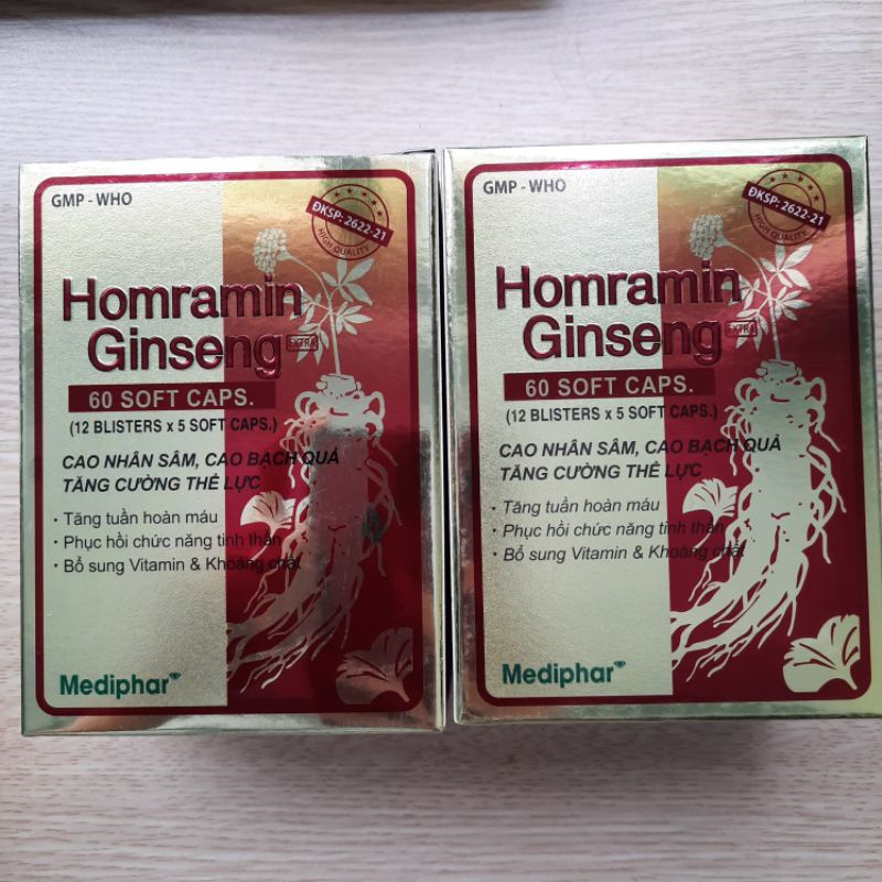 Viên uống nhân sâm HOMFAMIN GINSENG & HOMRAMIN GINSENG - Giúp bồi bổ cơ thể, tăng sức đề kháng_Hộp 60 viên