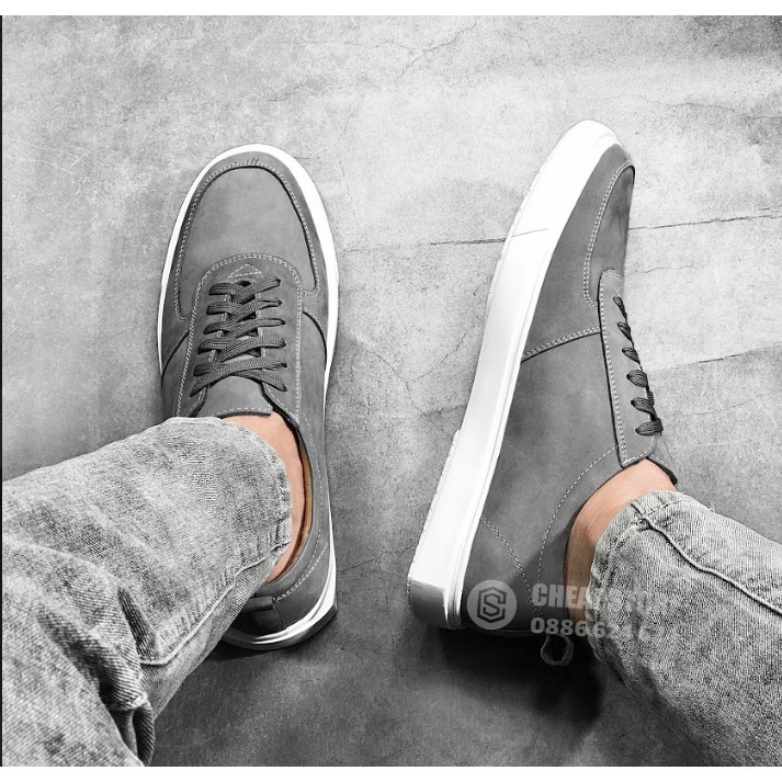 Giày da bò nam CHEAPSTORE CS419 Xám - Giày da thể thao tăng chiều cao nam (bảo hành 24 tháng) | BigBuy360 - bigbuy360.vn