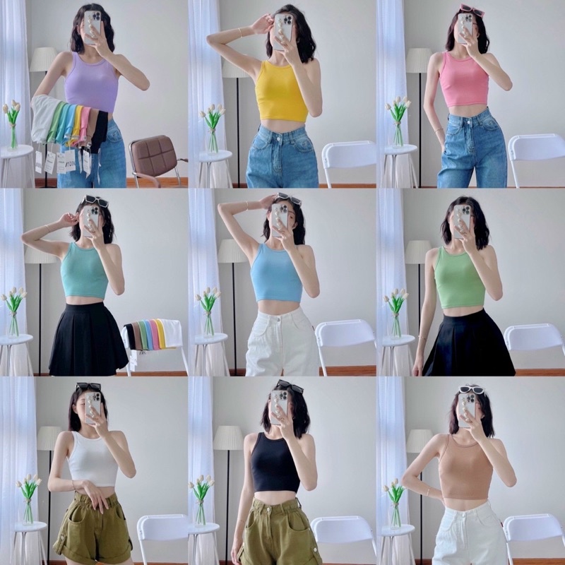 Áo Thun Croptop Ba Lỗ Sát Nách Xuất Xịn