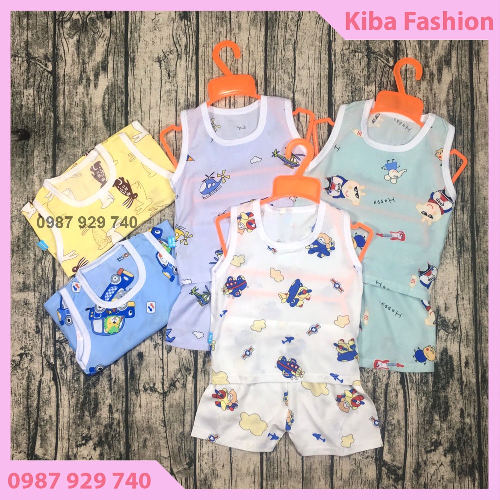 Bộ lanh lụa ba lỗ hàng đẹp cho bé trai, bé gái 4-14kg