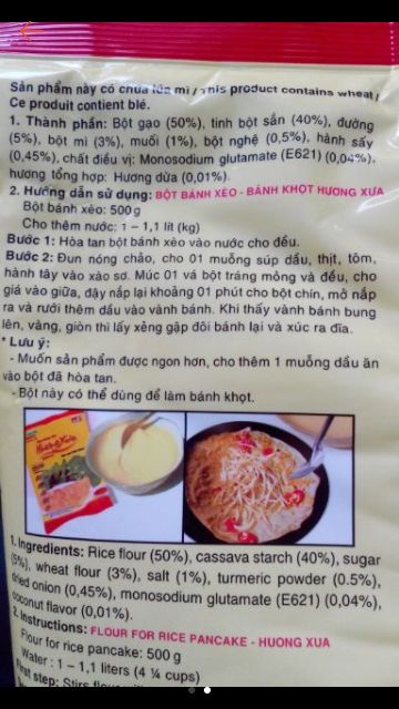 Bột bánh xèo, bánh khọt hương xưa