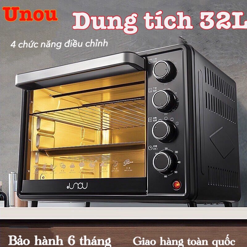 Lò Nướng UNOU 32 lít Chính Hãng Cỡ Lớn Dùng Cho Gia Đình (Có Bảo Hành) TẶNG KÈM ĐỒ LÀM BÁNH