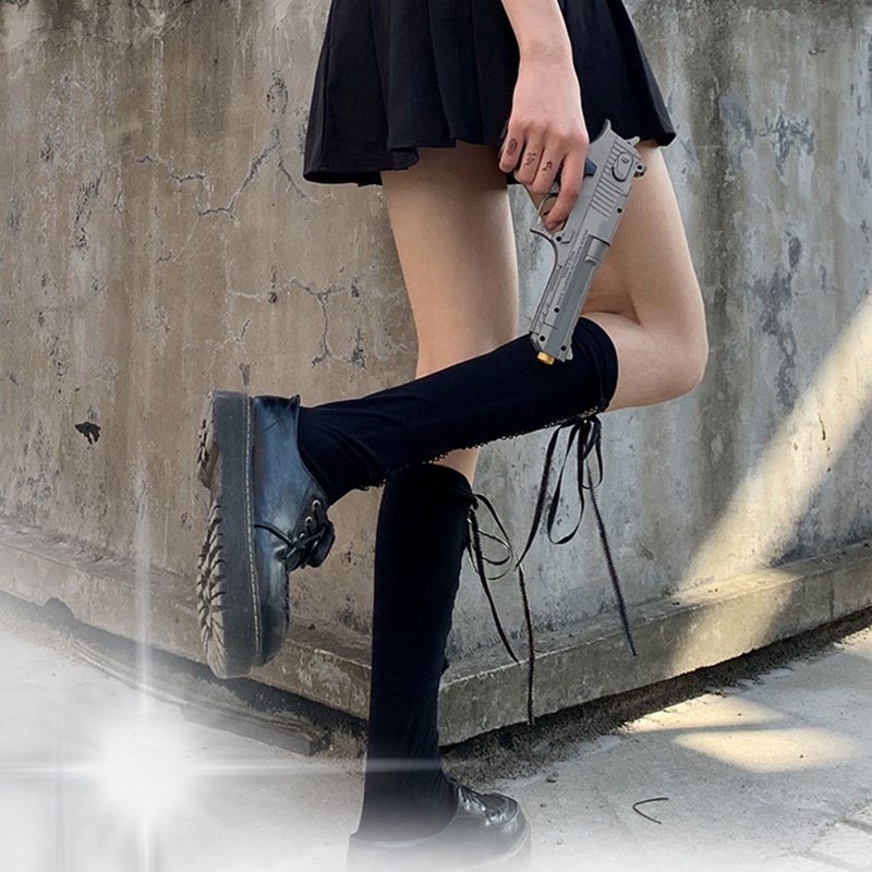 Vớ Cao Qua Gối Đính Nơ Phong Cách Gothic Quyến Rũ Dành Cho Nữ