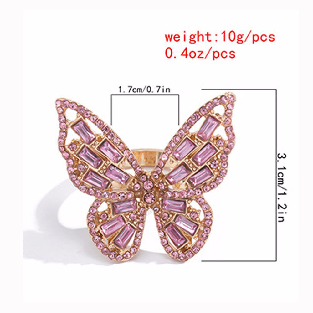 Nhẫn hình bướm đính đá kim cương nhiều màu phong cách sang trọng thời trang Hàn Quốc cho nữ