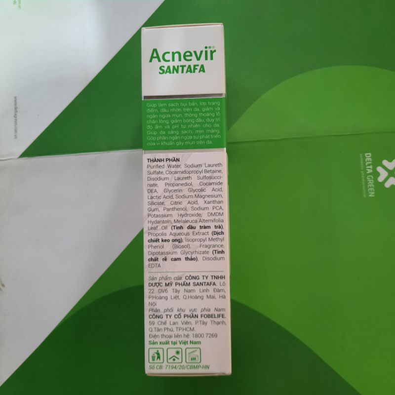 Sữa rửa mặt Acnevir Santafa sạch mụn, sáng da