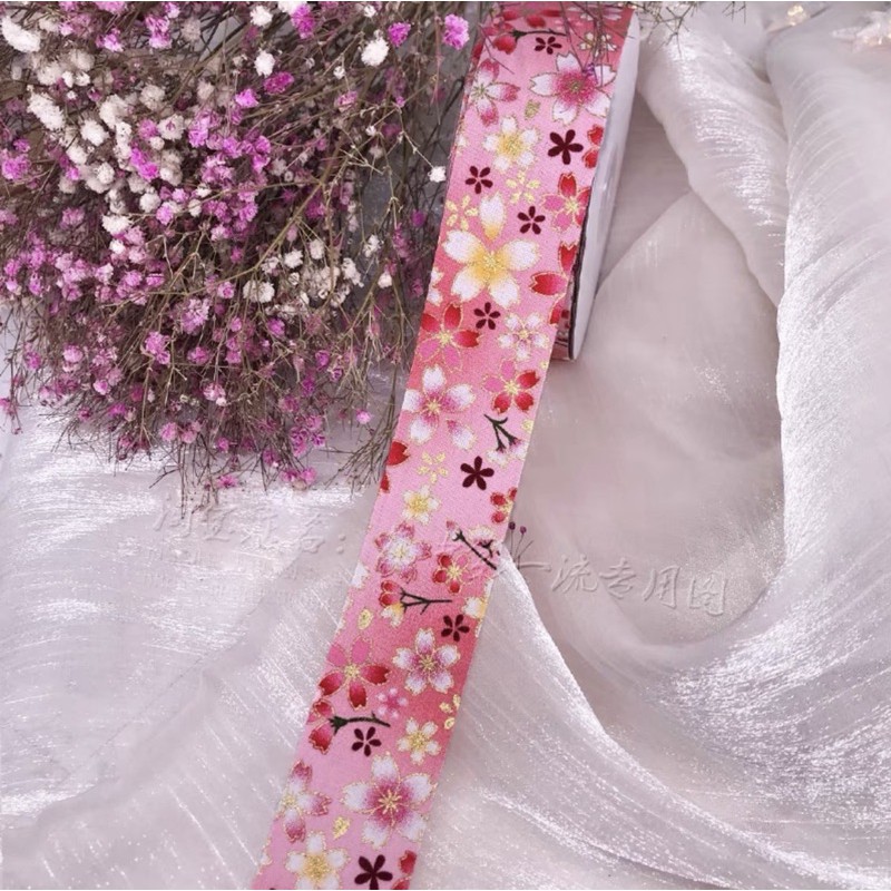 Ruy băng gấm hoa đào nhiều màu