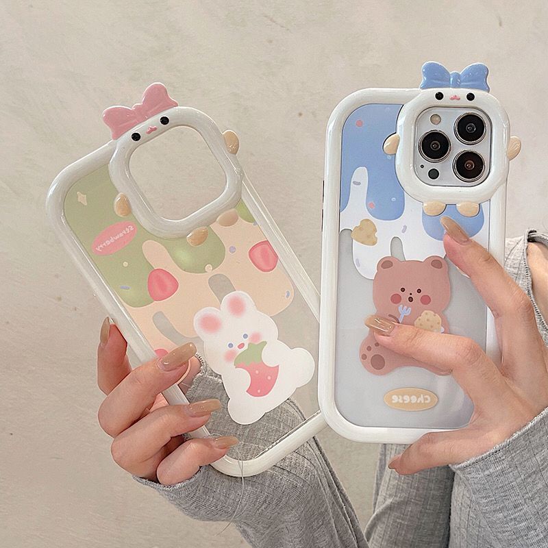 Ốp Điện Thoại TPU Mềm Trong Suốt Chống Sốc Hình Thỏ / Gấu 3D Cho IPhone 13 11 12 Pro MAX 6 6S 7 8 Plus XR X XS MAX SE 2020