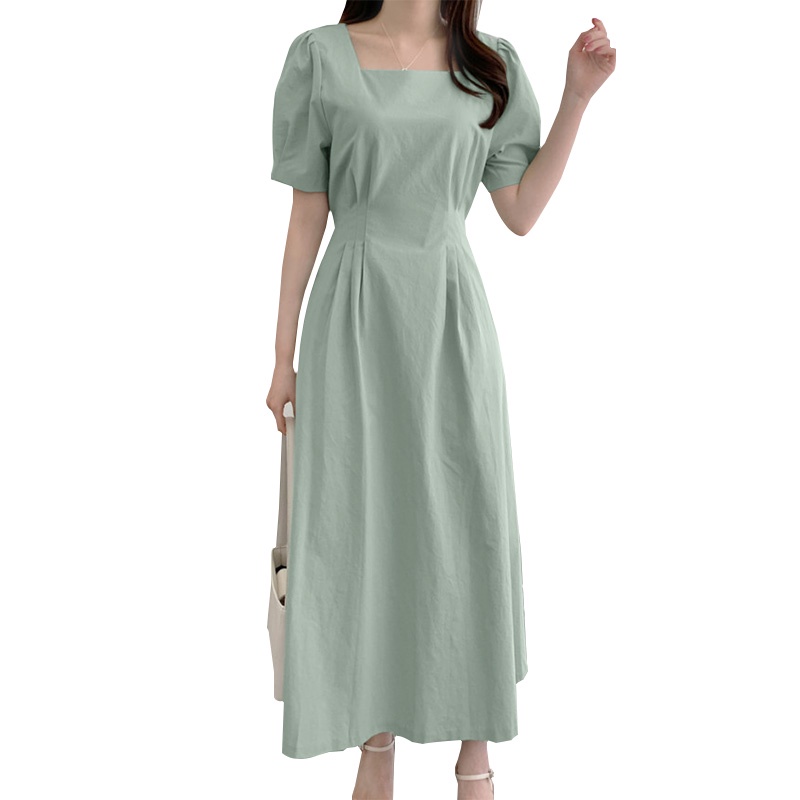 Đầm dài ZANZEA tay ngắn cổ vuông thời trang cho nữ