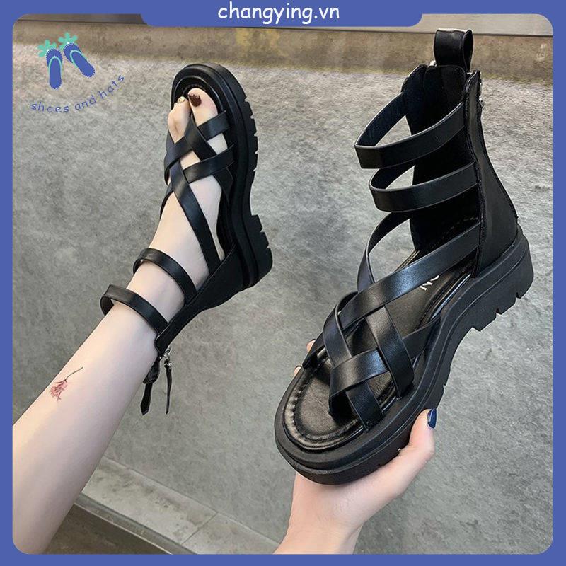 Dép xăng đan Xăng Đan Cổ Cao Đế Dày Đục Lỗ Thiết Kế Mới Hợp Thời Trang Xuân Hè