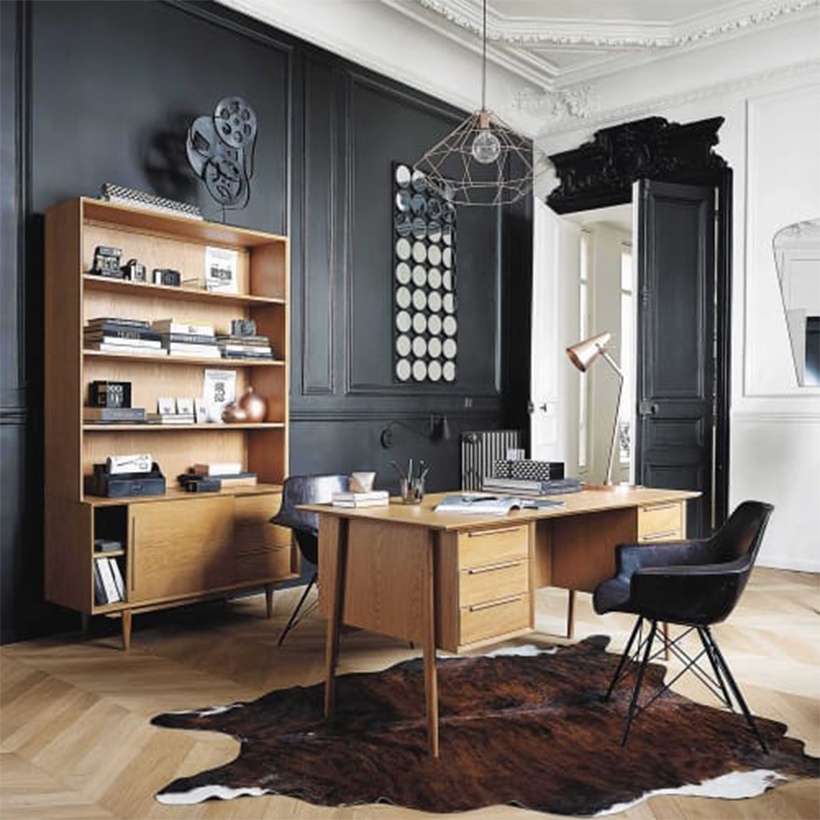 Bàn làm việc 6 ngăn Portobello IBIE gỗ cao su/ veneer