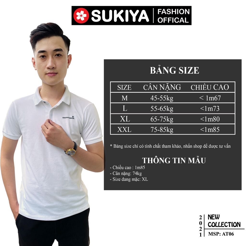 Áo Polo nam SUKIYA cổ bẻ nẹp dấu cúc hàng cao cấp AT06